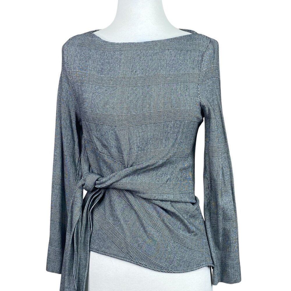 ZARA Women’s Houndstooth Tie Side Top Size